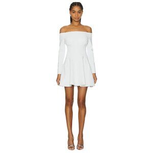 Norma Kamali Off Shoulder Grace Mini Dress in Snow White Medium New Womens Vegan